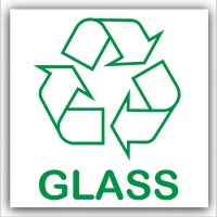 1 x Glass Recycling Bin Adhesive Sticker-Recycle Logo Sign-Environment Label